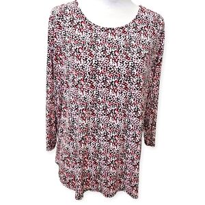 Philosophy Scoop Tunic 3/4 Sleeves Size 2X Red, Black, Pink Print